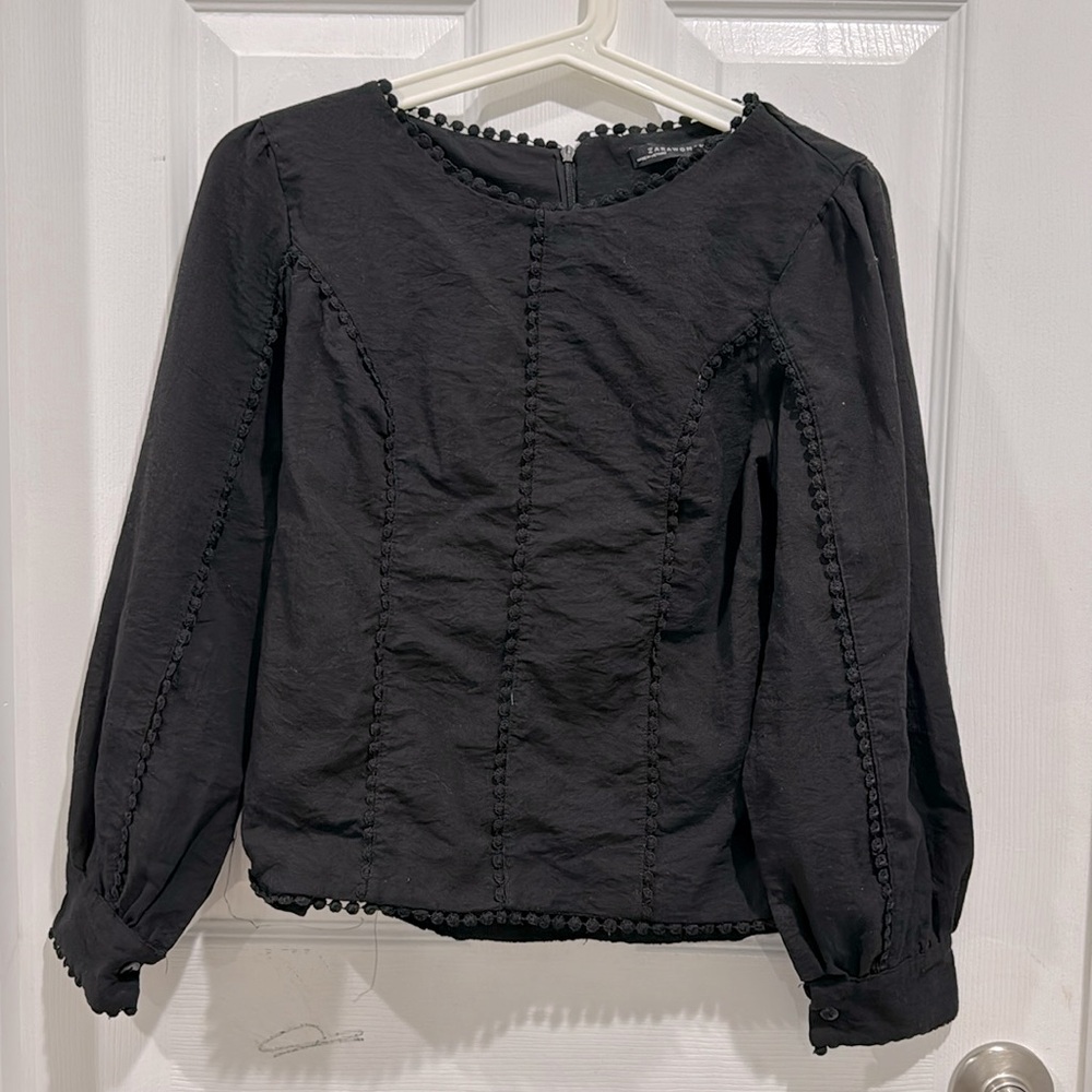 Zara black long sleeve blouse